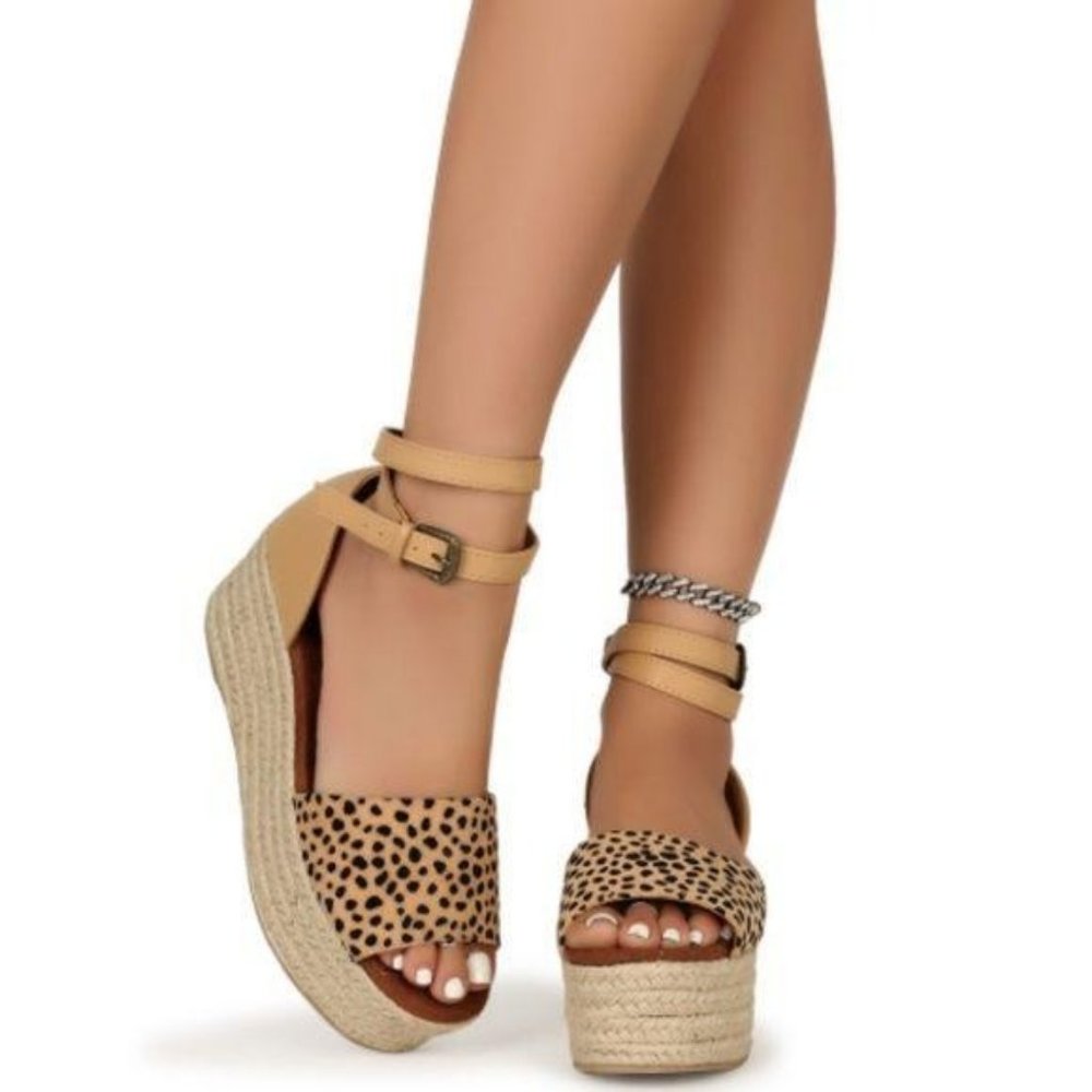 Cheetah Espadrille Platform Sandals - Picture 6 of 13